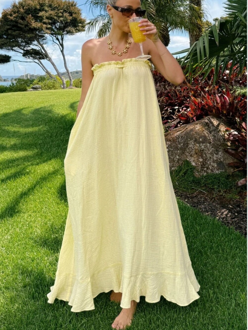 Show Me Your Mumu Around The World Strapless Gauze Maxi Dress